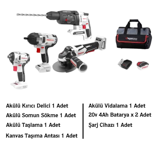 SPECCO 4 LÜ AKÜLÜ SET 4 AH ÇİFT AKÜLÜ 